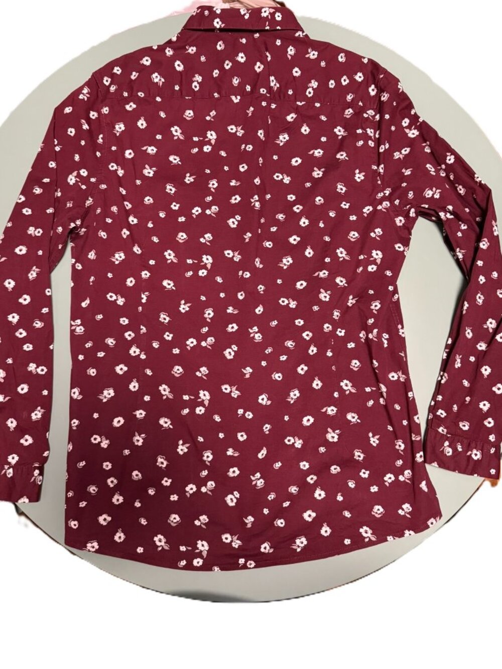 ASOS Design Mens XL Burgundy Floral Button Down Shirt Long Sleeve Flowers